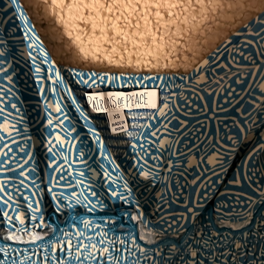 Patrons of Peace Teal Printed Wide-Leg Jumpsuit - Picture 3 of 3